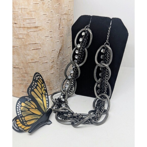 Cookie Lee Metal Crystal Multi-Chain Adjustable Necklace - Picture 1 of 6